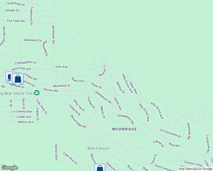 map of restaurants, bars, coffee shops, grocery stores, and more near 727 Villa Grove Avenue in Big Bear