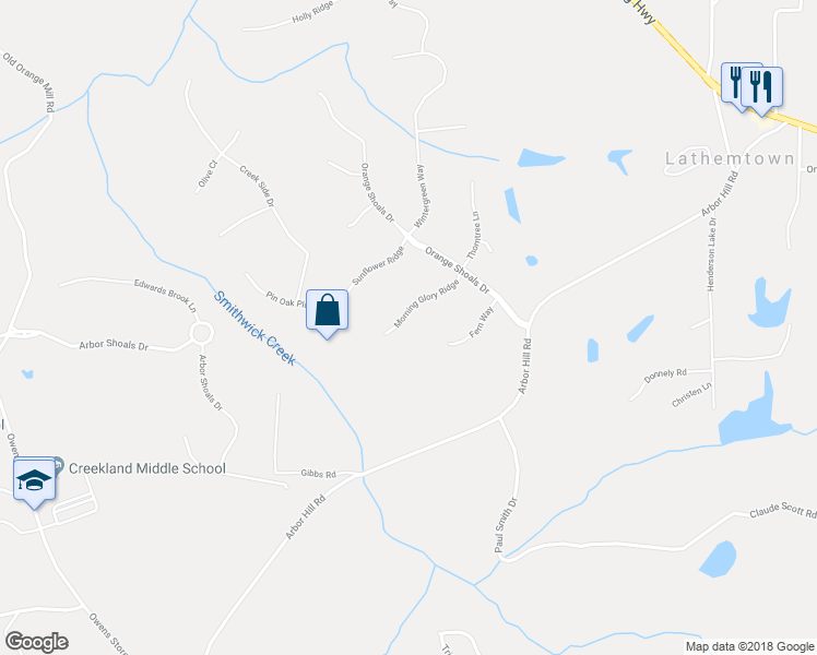 map of restaurants, bars, coffee shops, grocery stores, and more near 215 Morning Glory Ridge in Canton