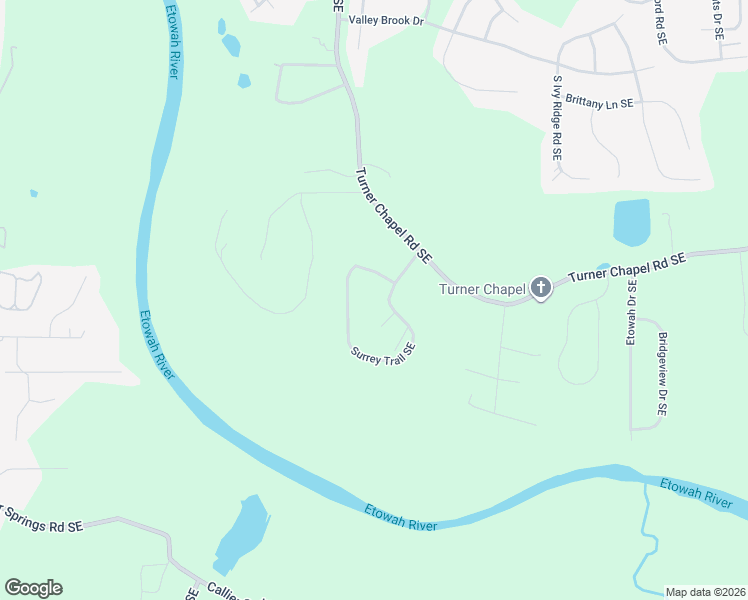 map of restaurants, bars, coffee shops, grocery stores, and more near 18 Surrey Trail Southeast in Rome