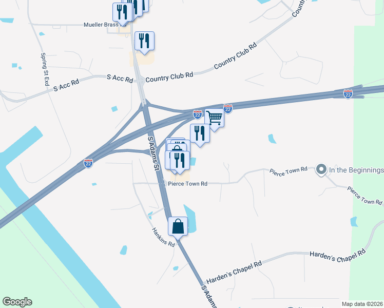 map of restaurants, bars, coffee shops, grocery stores, and more near 413 Interchange Drive in Fulton