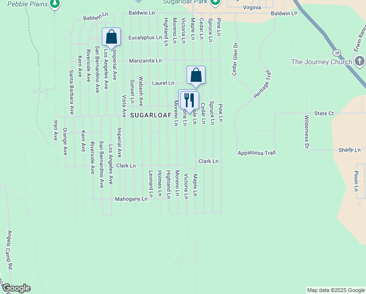map of restaurants, bars, coffee shops, grocery stores, and more near 630 Victoria Lane in Sugarloaf