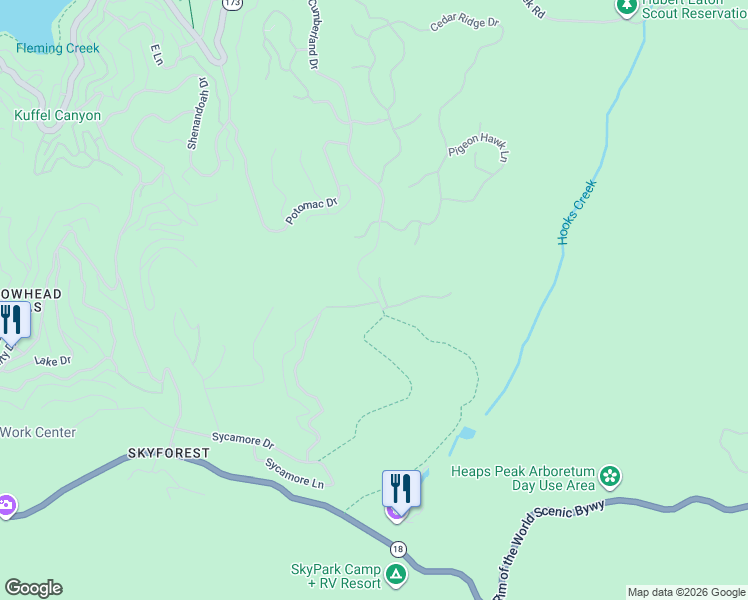 map of restaurants, bars, coffee shops, grocery stores, and more near in Lake Arrowhead