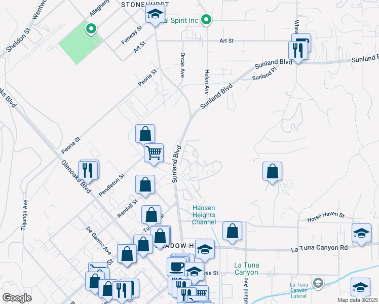 map of restaurants, bars, coffee shops, grocery stores, and more near 10831 Roycroft Street in Los Angeles
