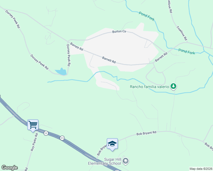 map of restaurants, bars, coffee shops, grocery stores, and more near 3575 Pennington Trail in Gainesville