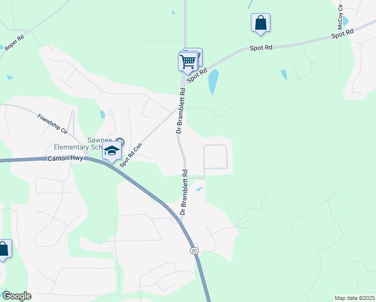 map of restaurants, bars, coffee shops, grocery stores, and more near 1550 Doctor Bramblett Road in Cumming