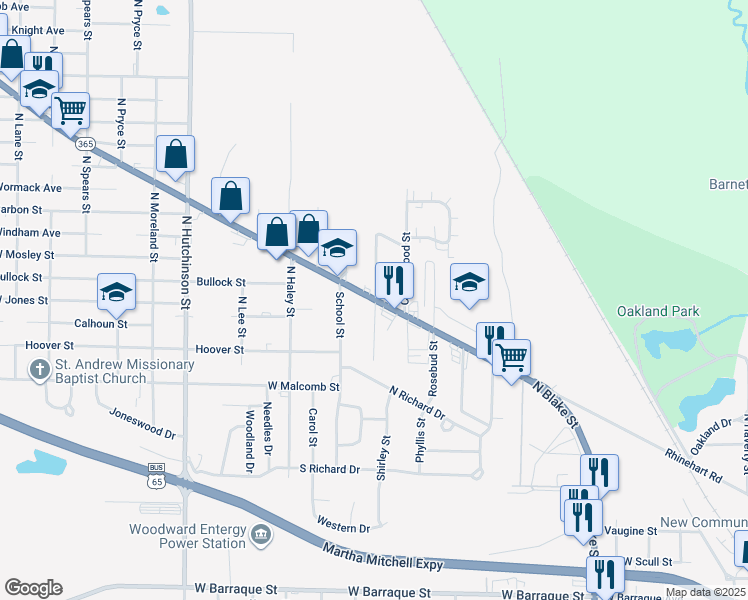 map of restaurants, bars, coffee shops, grocery stores, and more near 4900 Dollarway Road in Pine Bluff