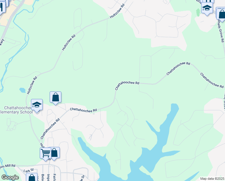 map of restaurants, bars, coffee shops, grocery stores, and more near 3525 Chattahoochee Road in Cumming