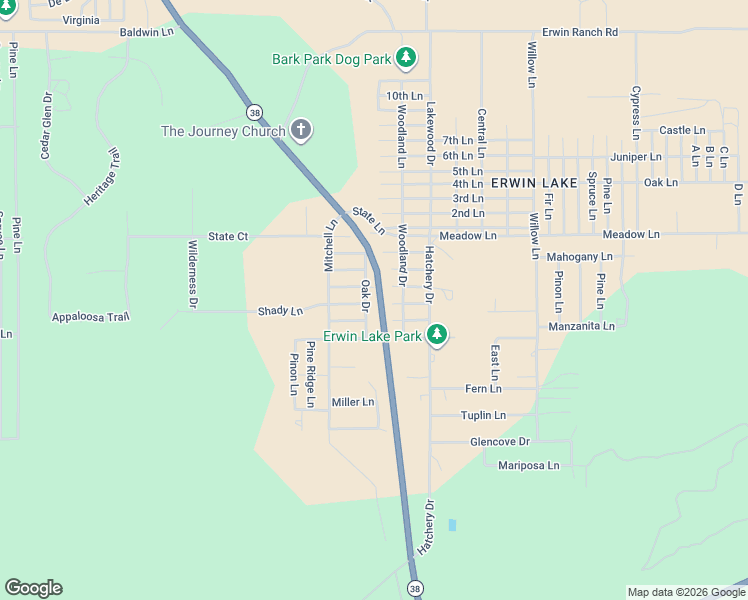 map of restaurants, bars, coffee shops, grocery stores, and more near 2041 Shady Lane in Big Bear