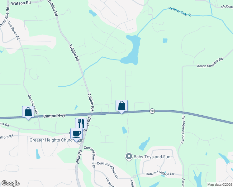 map of restaurants, bars, coffee shops, grocery stores, and more near 3540 Daylon Dr in Cumming