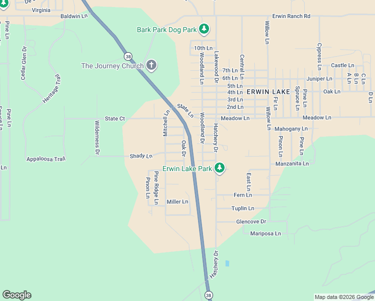 map of restaurants, bars, coffee shops, grocery stores, and more near 2041 Shady Lane in Big Bear