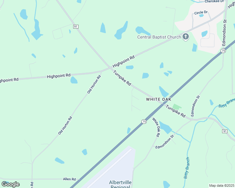map of restaurants, bars, coffee shops, grocery stores, and more near 3621 Turnpike Road in Albertville