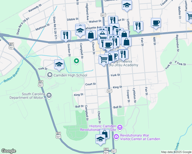 map of restaurants, bars, coffee shops, grocery stores, and more near 799 Church Street in Camden