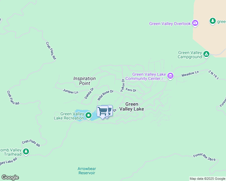 map of restaurants, bars, coffee shops, grocery stores, and more near 33294 Wild Rose Drive in Green Valley Lake