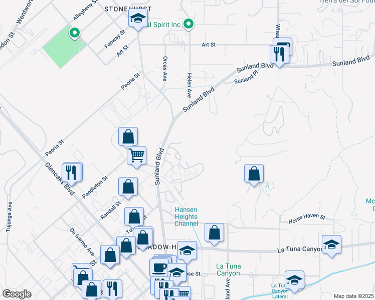 map of restaurants, bars, coffee shops, grocery stores, and more near 10831 Roycroft Street in Los Angeles