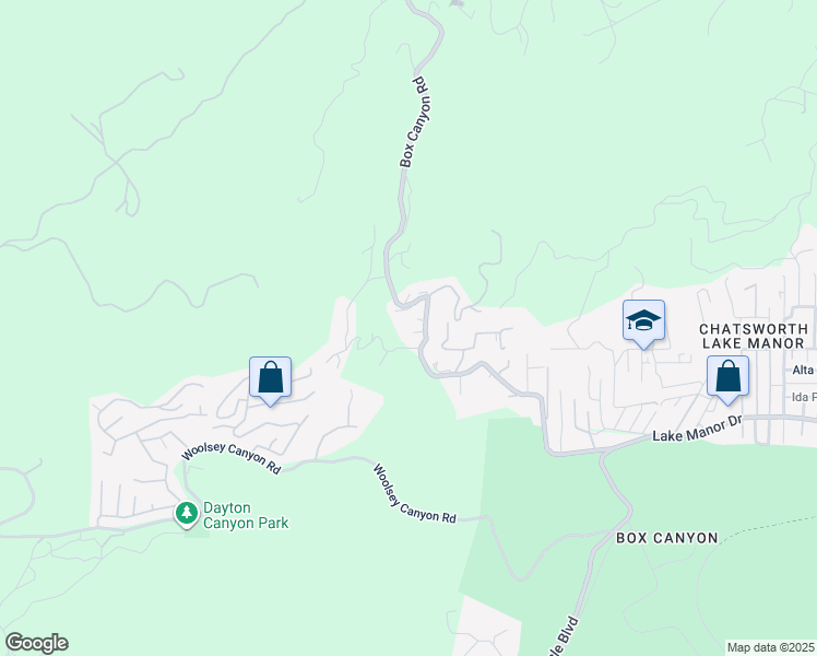 map of restaurants, bars, coffee shops, grocery stores, and more near 34 Box Canyon Road in Ventura County