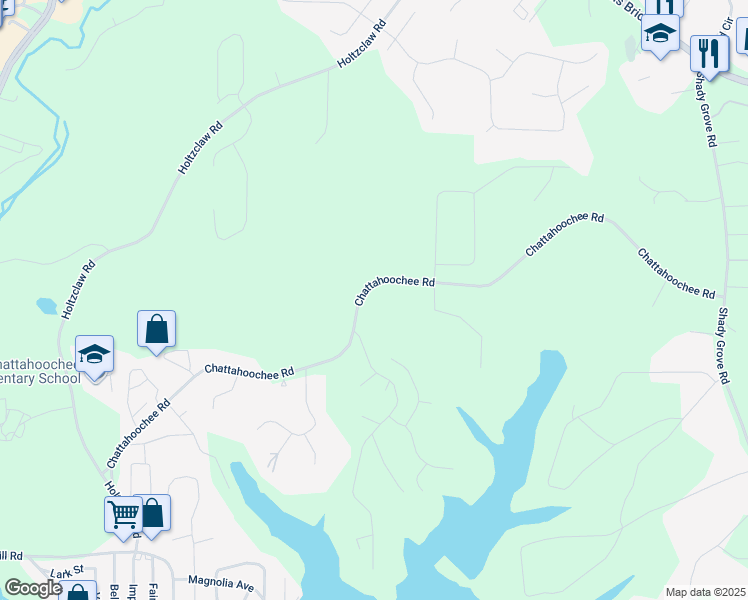 map of restaurants, bars, coffee shops, grocery stores, and more near 3560 Chattahoochee Road in Cumming