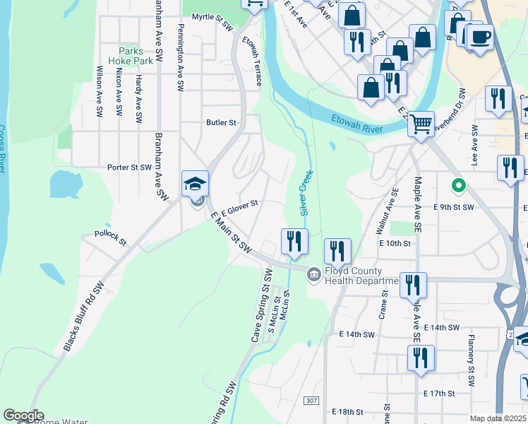 map of restaurants, bars, coffee shops, grocery stores, and more near 24 North Blanche Avenue in Rome