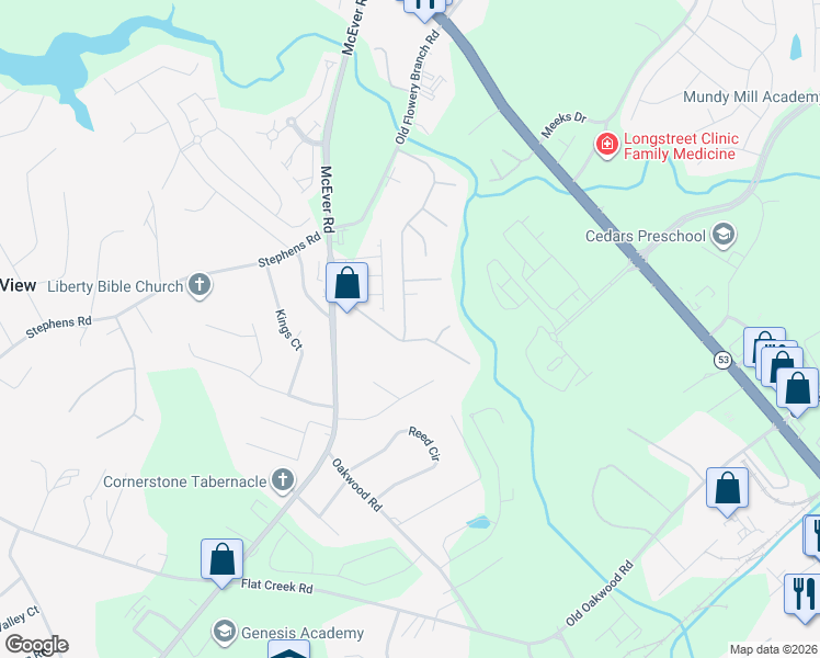 map of restaurants, bars, coffee shops, grocery stores, and more near 4810 Timber Hills Drive in Oakwood