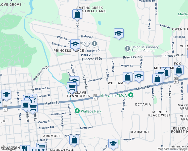 map of restaurants, bars, coffee shops, grocery stores, and more near 207 Kenwood Ave in Wilmington