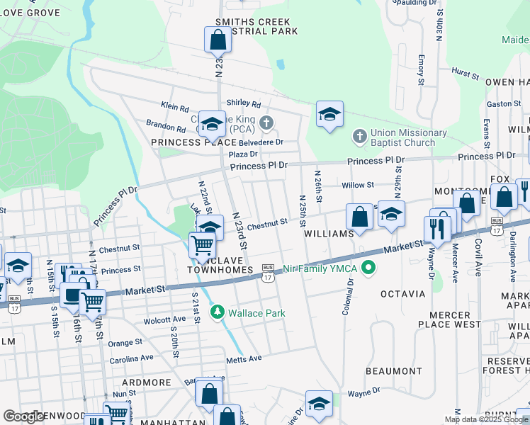 map of restaurants, bars, coffee shops, grocery stores, and more near 207 Kenwood Ave in Wilmington