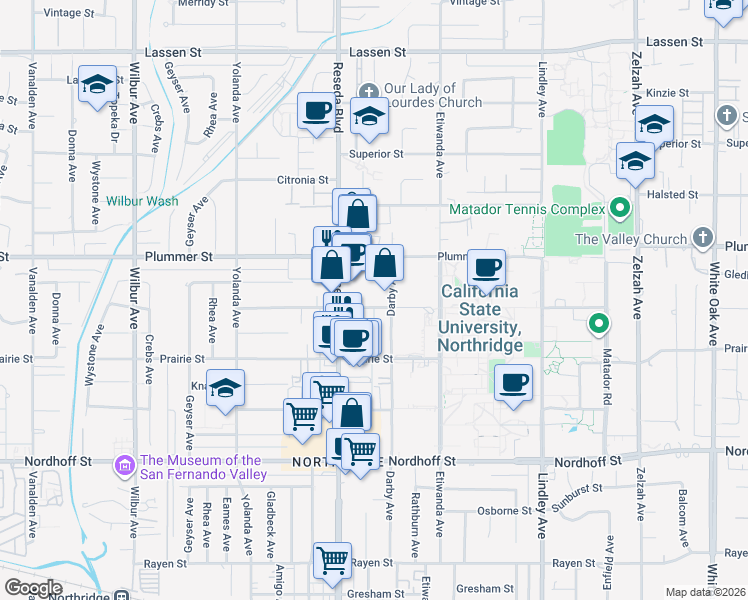 map of restaurants, bars, coffee shops, grocery stores, and more near in Los Angeles