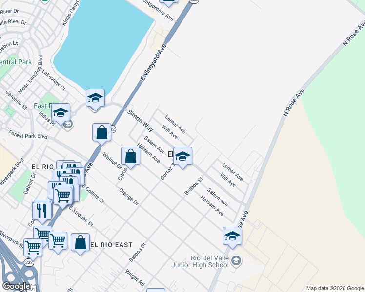 map of restaurants, bars, coffee shops, grocery stores, and more near 486 Will Avenue in Oxnard