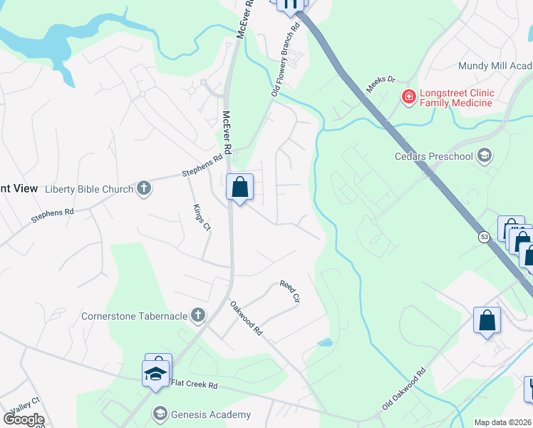 map of restaurants, bars, coffee shops, grocery stores, and more near 4647 Crawford Oaks Drive in Oakwood