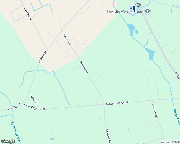 map of restaurants, bars, coffee shops, grocery stores, and more near 1573 Sandbox Road in Lamar