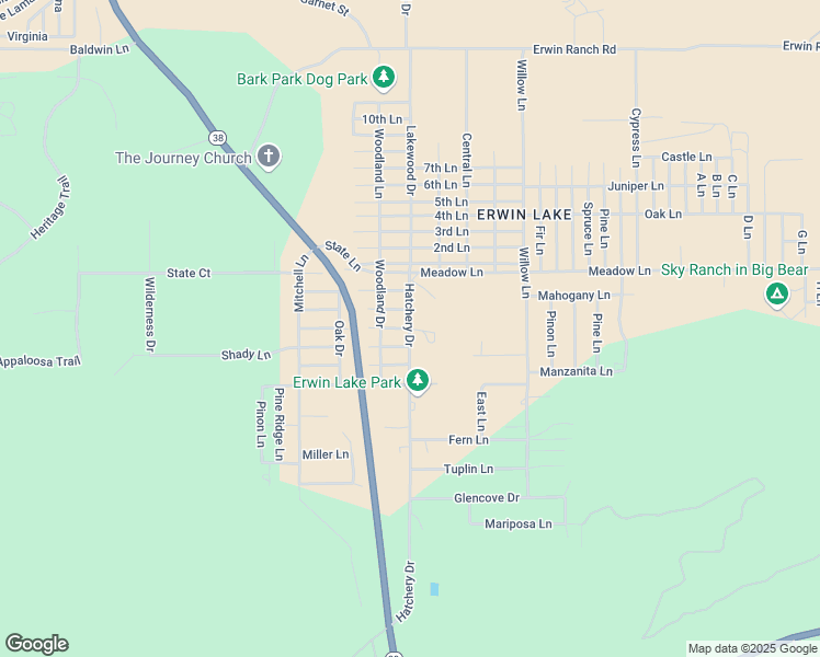 map of restaurants, bars, coffee shops, grocery stores, and more near 2737 Cedar Pine Lane in Big Bear