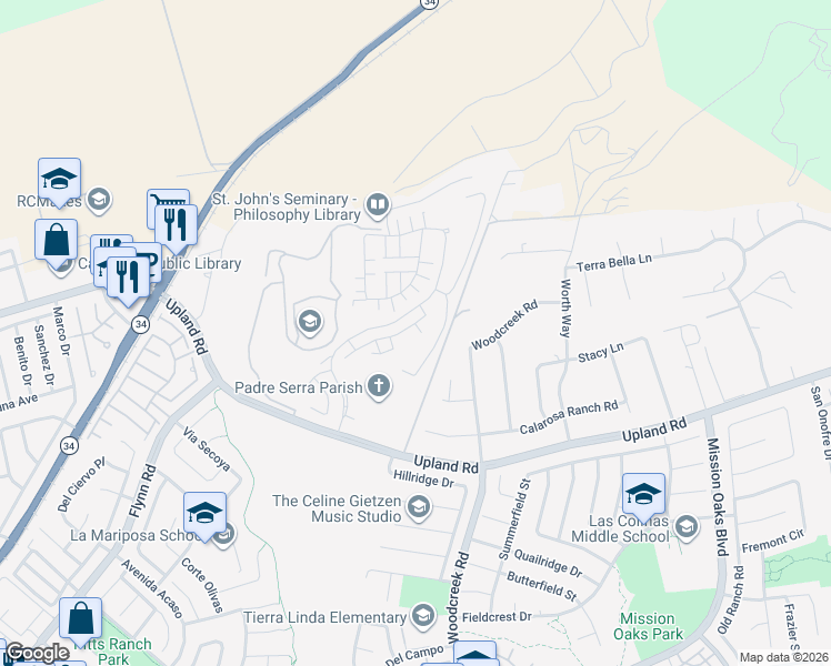map of restaurants, bars, coffee shops, grocery stores, and more near 5024 Rexton Drive in Camarillo