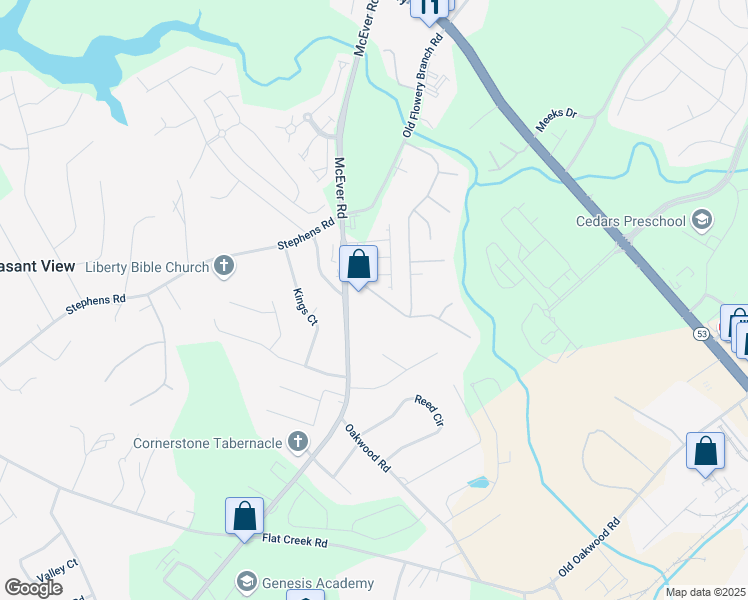 map of restaurants, bars, coffee shops, grocery stores, and more near 4626 Crawford Oaks Drive in Oakwood