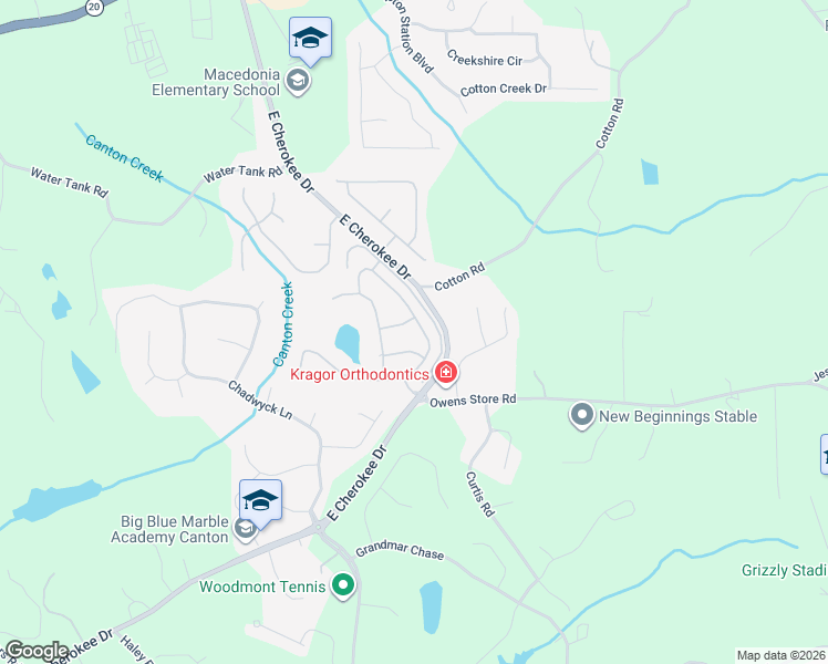 map of restaurants, bars, coffee shops, grocery stores, and more near 171 Cadence Trail in Canton