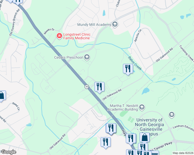 map of restaurants, bars, coffee shops, grocery stores, and more near 4104 Continental Drive in Oakwood