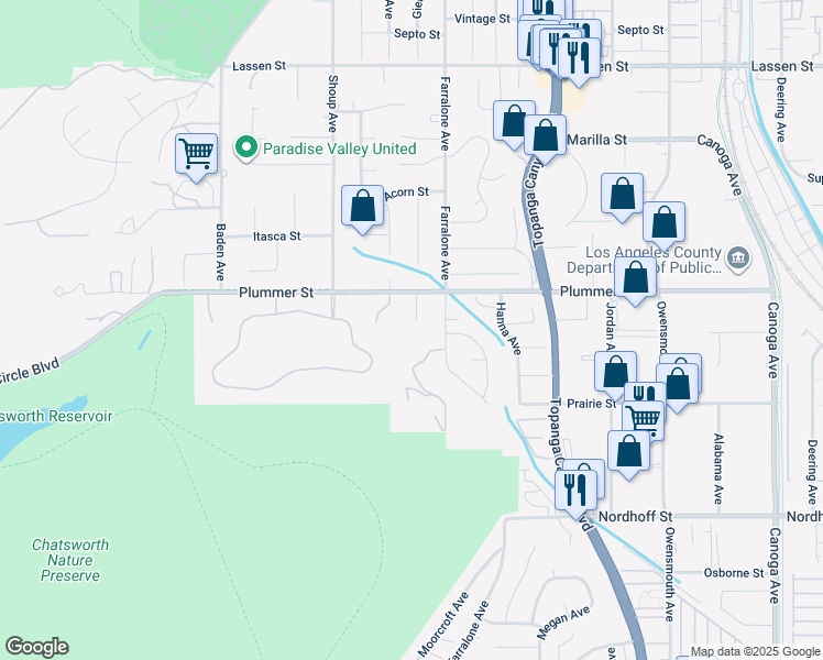 map of restaurants, bars, coffee shops, grocery stores, and more near 9425 Gierson Avenue in Los Angeles