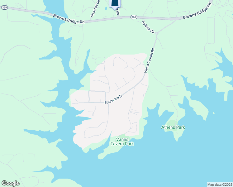 map of restaurants, bars, coffee shops, grocery stores, and more near 9225 Maple Run Trail in Gainesville