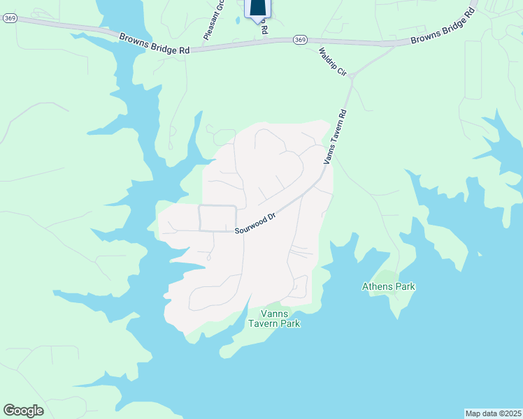 map of restaurants, bars, coffee shops, grocery stores, and more near 9225 Maple Run Trail in Gainesville