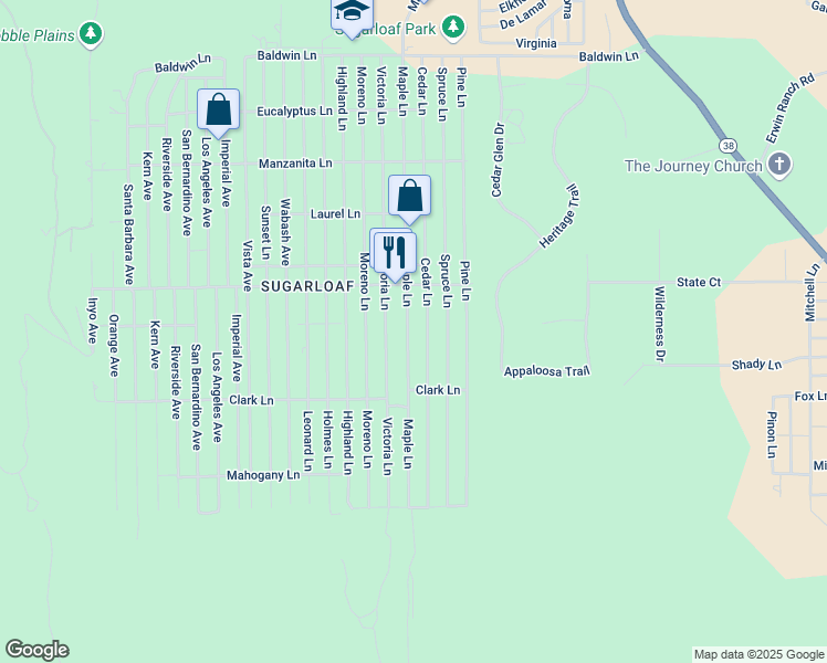 map of restaurants, bars, coffee shops, grocery stores, and more near 564 Cedar Lane in Sugarloaf