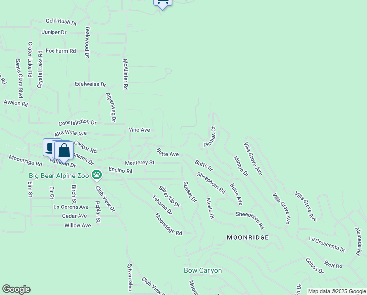map of restaurants, bars, coffee shops, grocery stores, and more near 961 Villa Grove Avenue in Big Bear