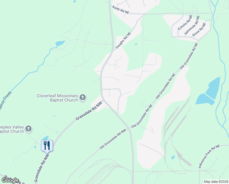map of restaurants, bars, coffee shops, grocery stores, and more near 23 Chestnut Ridge Drive Northeast in Cartersville