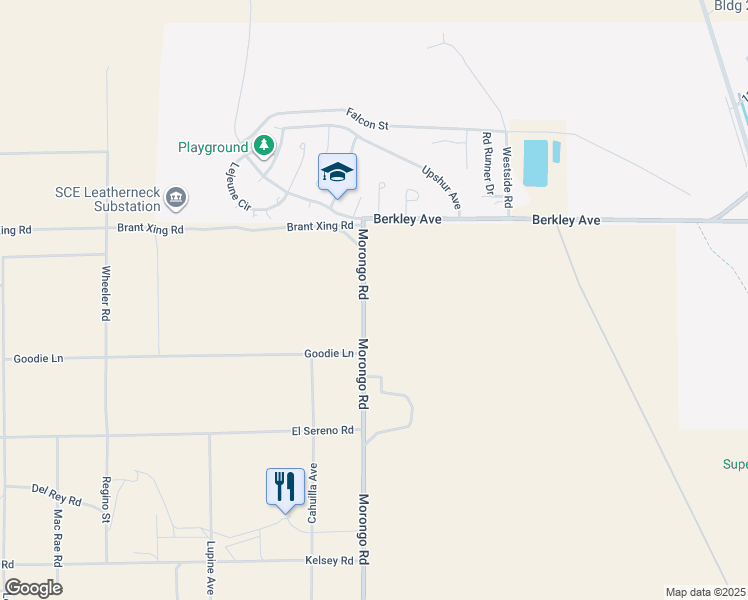 map of restaurants, bars, coffee shops, grocery stores, and more near Morongo Road in Twentynine Palms