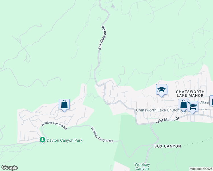 map of restaurants, bars, coffee shops, grocery stores, and more near 166 Box Canyon Road in Ventura County
