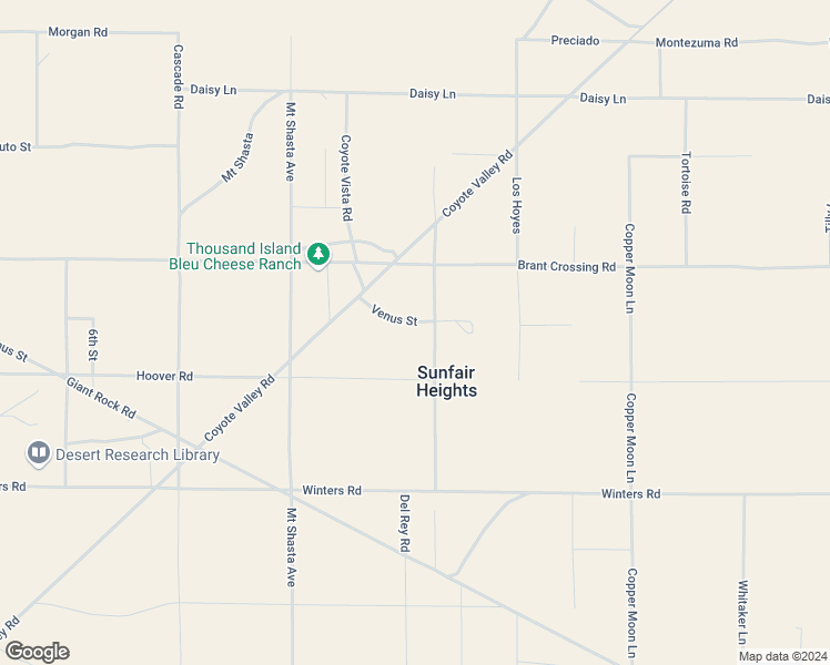map of restaurants, bars, coffee shops, grocery stores, and more near 66136 Mars Street in Joshua Tree