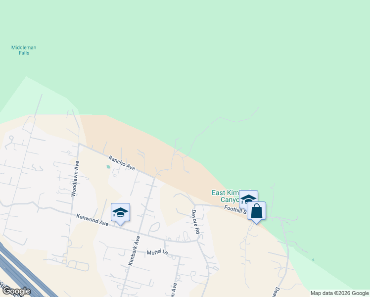 map of restaurants, bars, coffee shops, grocery stores, and more near 18310 Canon Street in San Bernardino
