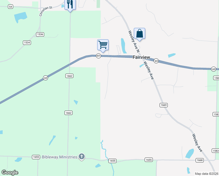map of restaurants, bars, coffee shops, grocery stores, and more near 267 Yeager Road in Cullman
