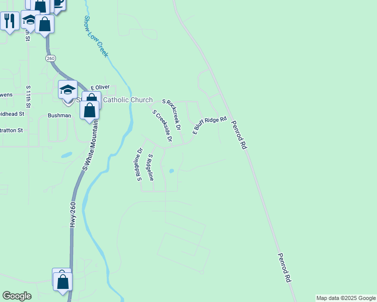 map of restaurants, bars, coffee shops, grocery stores, and more near 861 South Ridgeway Place in Show Low