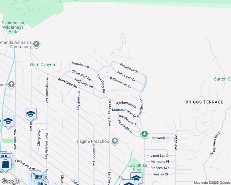 map of restaurants, bars, coffee shops, grocery stores, and more near 2750 Rock Pine Lane in La Crescenta-Montrose