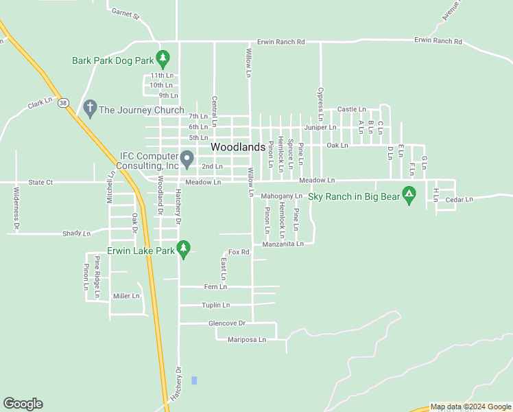 map of restaurants, bars, coffee shops, grocery stores, and more near 1056 Willow Lane in Big Bear