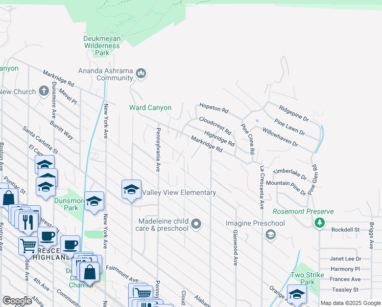 map of restaurants, bars, coffee shops, grocery stores, and more near 5311 Cortolane Drive in La Crescenta-Montrose