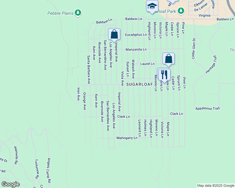 map of restaurants, bars, coffee shops, grocery stores, and more near 562 Imperial Avenue in Big Bear