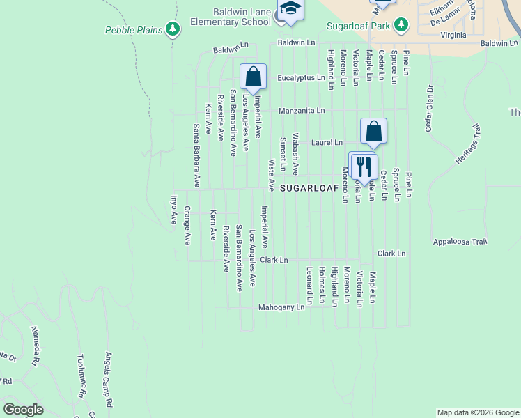 map of restaurants, bars, coffee shops, grocery stores, and more near 562 Imperial Avenue in Big Bear